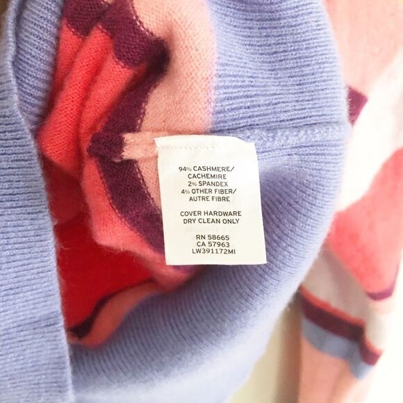 Lewit Cashmere Striped Cropped Sweater Pink Purple - Picture 11 of 11